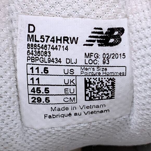 New Balance 574 White Running Shoes ML574HRW Men’s Sz‎ 11.5 - Picture 10 of 10